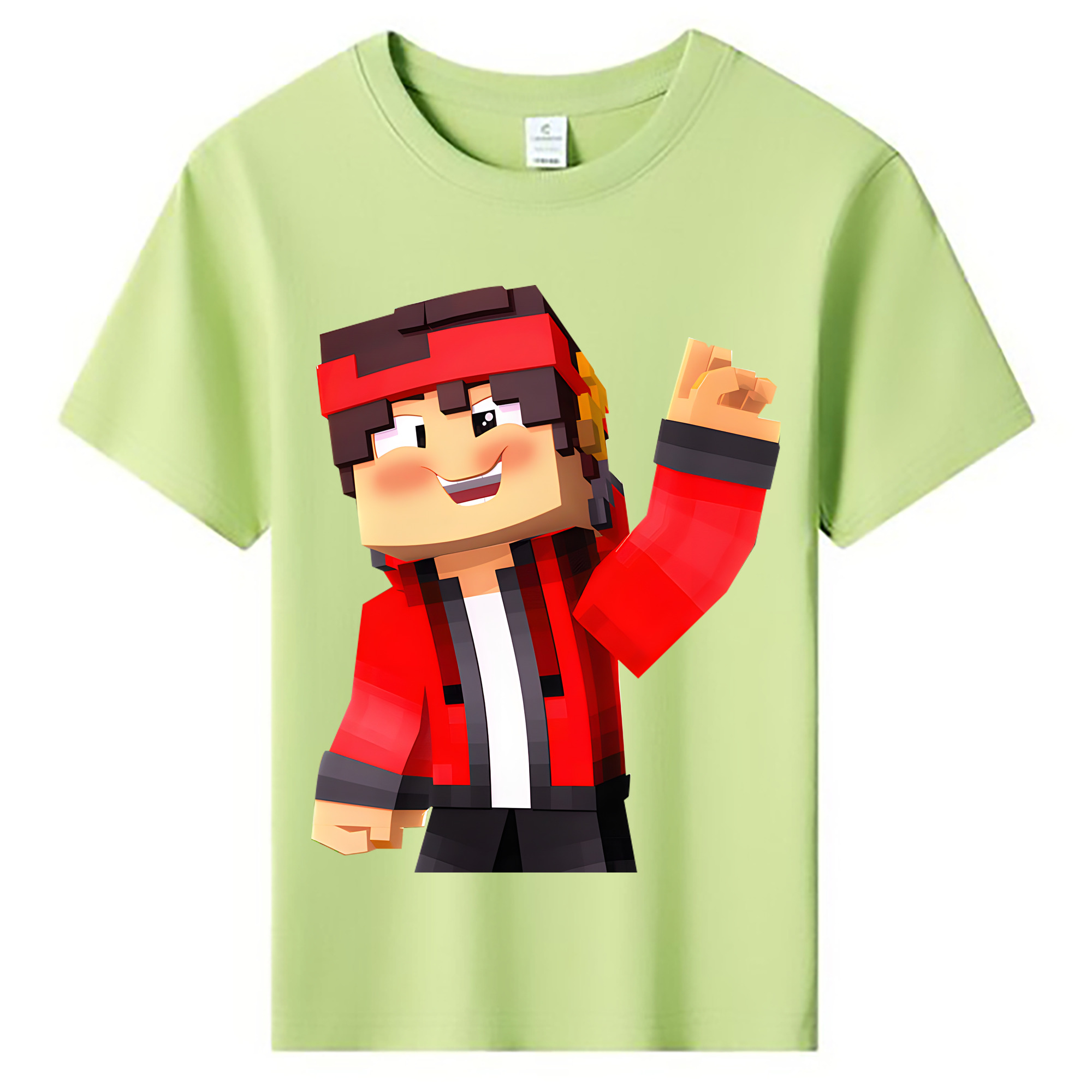 （画像用） マインクラフト ブロックの世界 Minecraft MC Block world 綿100％キッズTシャツ（フロントプリント）